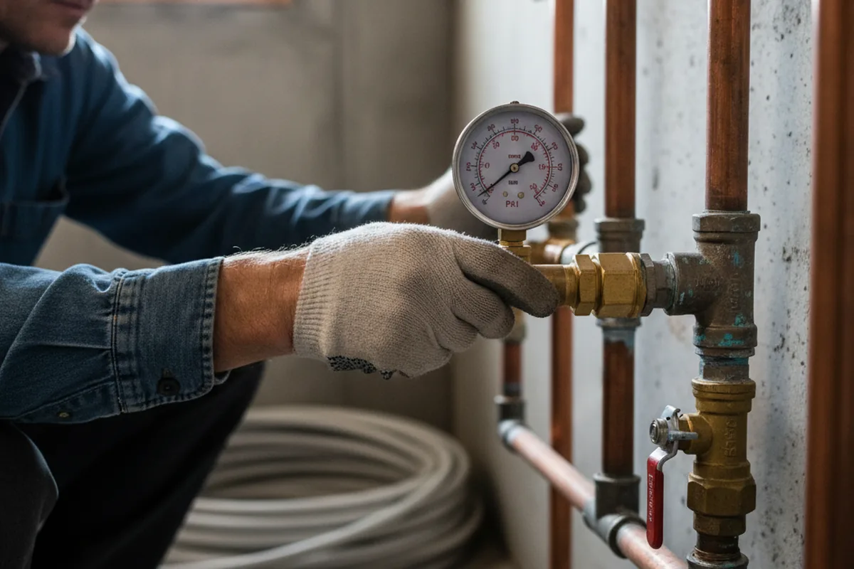 Pressure testing a repaired line during Water Line Repair in Cave City